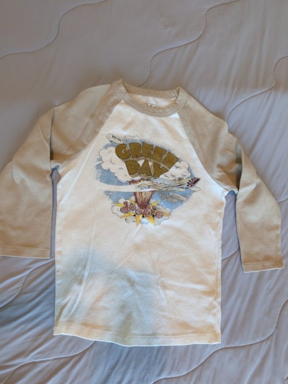 Vintage-style CHILDREN'S M Green Day Graphic T-shirt "Dookie" Album 3/4 Sleeve